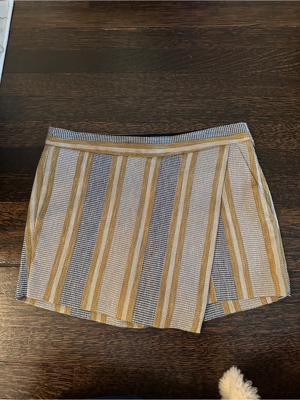Barbara Bui Striped Mini Skirt in Mustard,Black & Cream